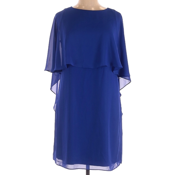 COLDWATER CREEK BLUE CHIFFON COCKTAIL DRESS, Size 6P - Picture 1 of 13